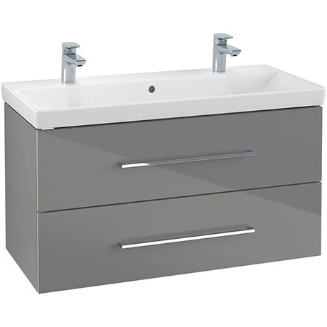 SAVE01B101_P.jpg Villeroy and Boch Avento Crystal Grey 1000mm Wall Hung 2-Drawer Double Vanity Unit -Victorian Plumbing Shop SAVE01B101 P