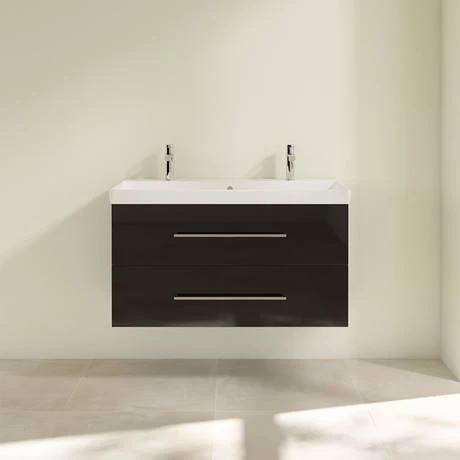 SAVE01B301_D2_460.jpg Villeroy and Boch Avento Crystal Black 1000mm Wall Hung 2-Drawer Double Vanity Unit -Victorian Plumbing Shop SAVE01B301 D2 460