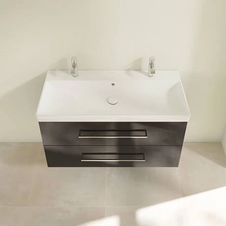 SAVE01B301_D3_460.jpg Villeroy and Boch Avento Crystal Black 1000mm Wall Hung 2-Drawer Double Vanity Unit -Victorian Plumbing Shop SAVE01B301 D3 460