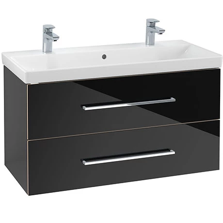 SAVE01B301_P.jpg Villeroy and Boch Avento Crystal Black 1000mm Wall Hung 2-Drawer Double Vanity Unit -Victorian Plumbing Shop SAVE01B301 P