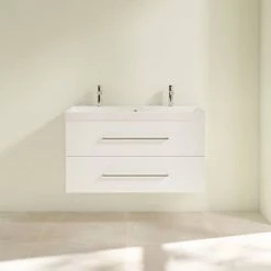 Villeroy and Boch Avento Crystal White 1000mm Wall Hung 2-Drawer Double Vanity Unit 2 Villeroy and Boch Avento Crystal White 1000mm Wall Hung 2-Drawer Double Vanity Unit -Victorian Plumbing Shop SAVE01B401 D2 460