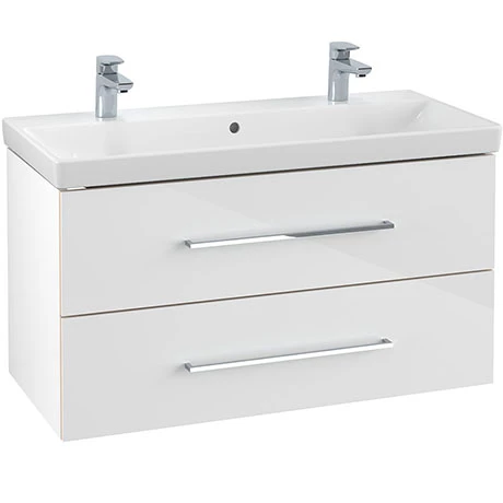 SAVE01B401_P.jpg Villeroy and Boch Avento Crystal White 1000mm Wall Hung 2-Drawer Double Vanity Unit -Victorian Plumbing Shop SAVE01B401 P