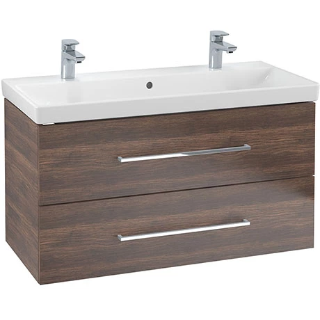 SAVE01VH01_P.jpg Villeroy and Boch Avento Arizona Oak 1000mm Wall Hung 2-Drawer Double Vanity Unit -Victorian Plumbing Shop SAVE01VH01 P