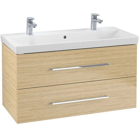 SAVE01VJ01_P.jpg Villeroy and Boch Avento Nordic Oak 1000mm Wall Hung 2-Drawer Double Vanity Unit -Victorian Plumbing Shop SAVE01VJ01 P
