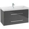 Villeroy and Boch Avento Crystal Grey 1000mm Wall Hung 2-Drawer Vanity Unit