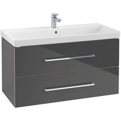Villeroy and Boch Avento Crystal Grey 1000mm Wall Hung 2-Drawer Vanity Unit