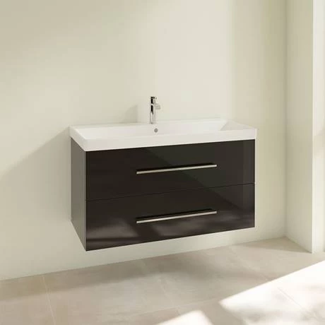 SAVE03B301_D1_460.jpg Villeroy and Boch Avento Crystal Black 1000mm Wall Hung 2-Drawer Vanity Unit -Victorian Plumbing Shop SAVE03B301 D1 460