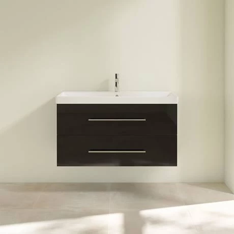 SAVE03B301_D2_460.jpg Villeroy and Boch Avento Crystal Black 1000mm Wall Hung 2-Drawer Vanity Unit -Victorian Plumbing Shop SAVE03B301 D2 460