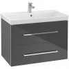 Villeroy and Boch Avento Crystal Grey 800mm Wall Hung 2-Drawer Vanity Unit
