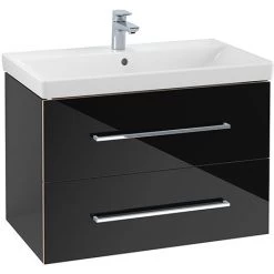 Villeroy and Boch Avento Crystal Black 800mm Wall Hung 2-Drawer Vanity Unit