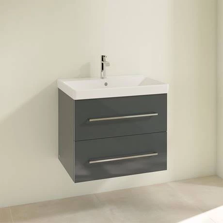 SAVE07B101_D1_460.jpg Villeroy and Boch Avento Crystal Grey 650mm Wall Hung 2-Drawer Vanity Unit -Victorian Plumbing Shop SAVE07B101 D1 460