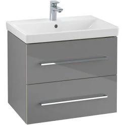 Villeroy and Boch Avento Crystal Grey 650mm Wall Hung 2-Drawer Vanity Unit