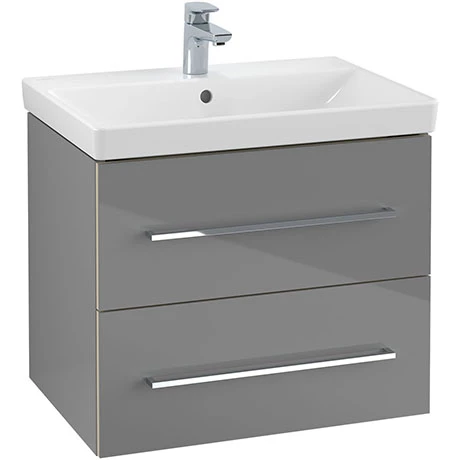 SAVE07B101_P.jpg Villeroy and Boch Avento Crystal Grey 650mm Wall Hung 2-Drawer Vanity Unit -Victorian Plumbing Shop SAVE07B101 P