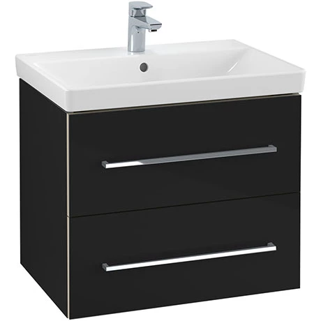 SAVE07B301_P.jpg Villeroy and Boch Avento Crystal Black 650mm Wall Hung 2-Drawer Vanity Unit -Victorian Plumbing Shop SAVE07B301 P