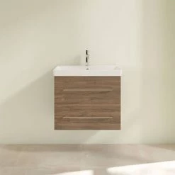 Villeroy and Boch Avento Arizona Oak 650mm Wall Hung 2-Drawer Vanity Unit -Victorian Plumbing Shop SAVE07VH01 D2 460