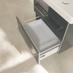 Villeroy and Boch Avento Crystal Grey 600mm Wall Hung 2-Drawer Vanity Unit -Victorian Plumbing Shop SAVE09B101 D5 460