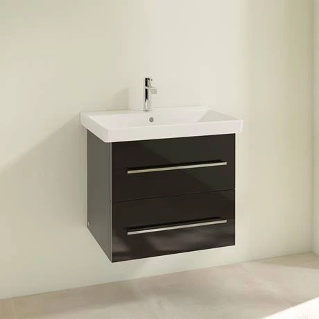 SAVE09B301_D1_460.jpg Villeroy and Boch Avento Crystal Black 600mm Wall Hung 2-Drawer Vanity Unit -Victorian Plumbing Shop SAVE09B301 D1 460