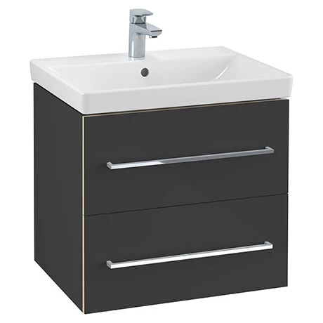 SAVE09B301_P.jpg Villeroy and Boch Avento Crystal Black 600mm Wall Hung 2-Drawer Vanity Unit -Victorian Plumbing Shop SAVE09B301 P