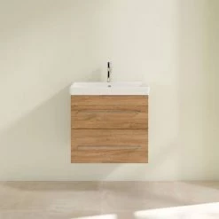 Villeroy and Boch Avento Oak Kansas 600mm Wall Hung 2-Drawer Vanity Unit -Victorian Plumbing Shop SAVE09RH01 D2 460