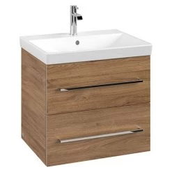 Villeroy and Boch Avento Oak Kansas 600mm Wall Hung 2-Drawer Vanity Unit