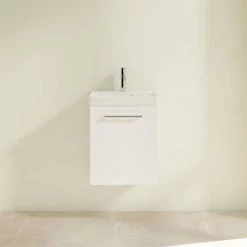 Villeroy and Boch Avento Crystal White 450mm Wall Hung 1-Door Vanity Unit -Victorian Plumbing Shop SAVE15B401 D2 460