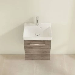 Villeroy and Boch Avento Stone Oak 450mm Wall Hung 1-Door Vanity Unit -Victorian Plumbing Shop SAVE15RK01 D3 460