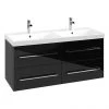 Villeroy and Boch Avento Crystal Black 1200mm Wall Hung 4-Drawer Double Vanity Unit