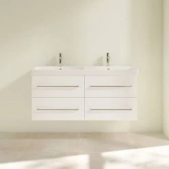 Villeroy and Boch Avento Double Vanity Unit 1180mm - Crystal White - SAVE29B401 -Victorian Plumbing Shop SAVE29B401 D2 460