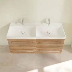 Villeroy and Boch Avento Oak Kansas 1200mm Wall Hung 4-Drawer Double Vanity Unit 3 Villeroy and Boch Avento Oak Kansas 1200mm Wall Hung 4-Drawer Double Vanity Unit -Victorian Plumbing Shop SAVE29RH01 D3 460
