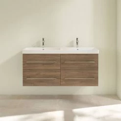 Villeroy and Boch Avento Arizona Oak 1200mm Wall Hung 4-Drawer Double Vanity Unit -Victorian Plumbing Shop SAVE29VH01 D2 460
