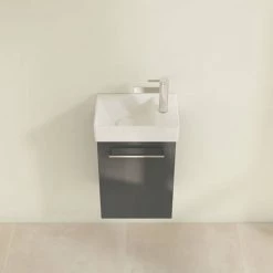 Villeroy and Boch Avento Crystal Grey 360mm Wall Hung Vanity Unit with Left Bowl Basin 3 Villeroy and Boch Avento Crystal Grey 360mm Wall Hung Vanity Unit with Left Bowl Basin -Victorian Plumbing Shop SAVE31B101 D3 460