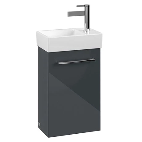 SAVE31B101_P.jpg Villeroy and Boch Avento Crystal Grey 360mm Wall Hung Vanity Unit with Left Bowl Basin -Victorian Plumbing Shop SAVE31B101 P