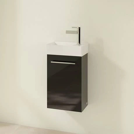 SAVE31B301_D1_460.jpg Villeroy and Boch Avento Crystal Black 360mm Wall Hung Vanity Unit with Left Bowl Basin -Victorian Plumbing Shop SAVE31B301 D1 460
