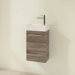 Villeroy and Boch Avento Stone Oak 360mm Wall Hung Vanity Unit with Left Bowl Basin 5 Villeroy and Boch Avento Stone Oak 360mm Wall Hung Vanity Unit with Left Bowl Basin -Victorian Plumbing Shop SAVE31RK01 D1N 460