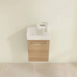 Villeroy and Boch Avento Nordic Oak 360mm Wall Hung Vanity Unit with Left Bowl Basin -Victorian Plumbing Shop SAVE31VJ01 D3 460