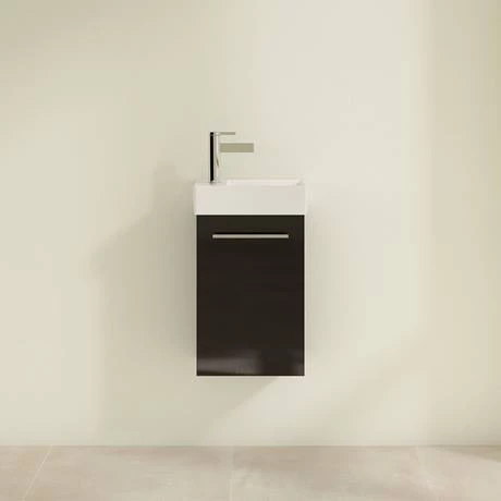 SAVE32B301_D2_460.jpg Villeroy and Boch Avento Crystal Black 360mm Wall Hung Vanity Unit with Right Bowl Basin -Victorian Plumbing Shop SAVE32B301 D2 460