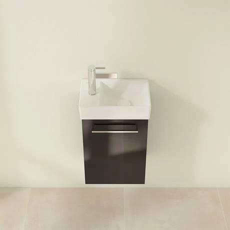 SAVE32B301_D3_460.jpg Villeroy and Boch Avento Crystal Black 360mm Wall Hung Vanity Unit with Right Bowl Basin -Victorian Plumbing Shop SAVE32B301 D3 460