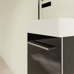 Villeroy and Boch Avento Crystal Black 360mm Wall Hung Vanity Unit with Right Bowl Basin 4 Villeroy and Boch Avento Crystal Black 360mm Wall Hung Vanity Unit with Right Bowl Basin -Victorian Plumbing Shop SAVE32B301 D4 460