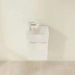 Villeroy and Boch Avento Crystal White 360mm Wall Hung Vanity Unit with Right Bowl Basin -Victorian Plumbing Shop SAVE32B401 D3 460