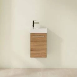 Villeroy and Boch Avento Oak Kansas 360mm Wall Hung Vanity Unit with Right Bowl Basin -Victorian Plumbing Shop SAVE32RH01 D2 460