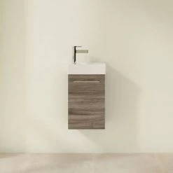 Villeroy and Boch Avento Stone Oak 360mm Wall Hung Vanity Unit with Right Bowl Basin -Victorian Plumbing Shop SAVE32RK01 D2 460