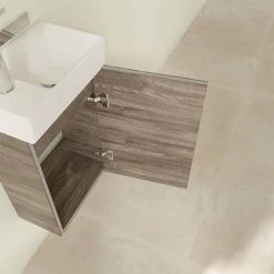 Villeroy and Boch Avento Stone Oak 360mm Wall Hung Vanity Unit with Right Bowl Basin -Victorian Plumbing Shop SAVE32RK01 D5 460
