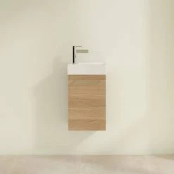 Villeroy and Boch Avento Nordic Oak 360mm Wall Hung Vanity Unit with Right Bowl Basin -Victorian Plumbing Shop SAVE32VJ01 D2 460