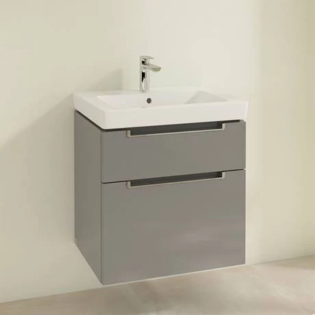 SB2GG600_D1_460.jpg Villeroy and Boch Subway 2.0 Glossy Grey 600mm Wall Hung 2-Drawer Vanity Unit -Victorian Plumbing Shop SB2GG600 D1 460