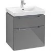 Villeroy and Boch Subway 2.0 Glossy Grey 600mm Wall Hung 2-Drawer Vanity Unit