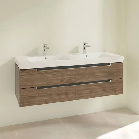 SBDB13AO_D1_460.jpg Villeroy and Boch Subway 2.0 Arizona Oak 1300mm Wall Hung Double Basin Vanity Unit -Victorian Plumbing Shop SBDB13AO D1 460