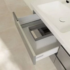 Villeroy and Boch Subway 2.0 Glossy Grey 1300mm Wall Hung Double Basin Vanity Unit -Victorian Plumbing Shop SBDB13GG D4 460