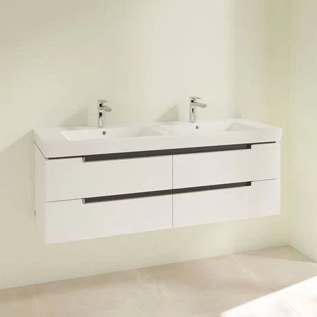 SBDB13GW_D1_460.jpg Villeroy and Boch Subway 2.0 Glossy White 1300mm Wall Hung Double Basin Vanity Unit -Victorian Plumbing Shop SBDB13GW D1 460