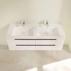 Villeroy and Boch Subway 2.0 Glossy White 1300mm Wall Hung Double Basin Vanity Unit 3 Villeroy and Boch Subway 2.0 Glossy White 1300mm Wall Hung Double Basin Vanity Unit -Victorian Plumbing Shop SBDB13GW D3 460