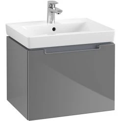 Villeroy and Boch Subway 2.0 Glossy Grey 550mm Wall Hung 1-Drawer Vanity Unit